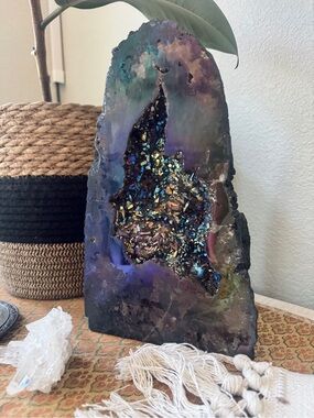 Large Aura Amethyst Cathedral Geode Tower 11 inch